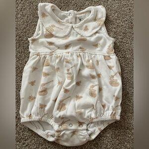 Kate Quinn Cream Baby Romper with Tan Bee & Honey Print